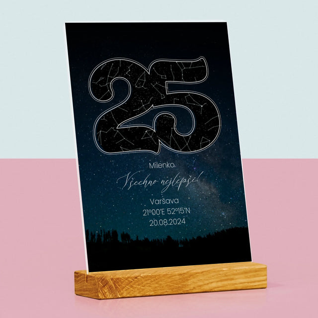 Hvězdná Mapa: Hvězdy K 25. Narozeninám - Tisk Na Akrylovém Skle