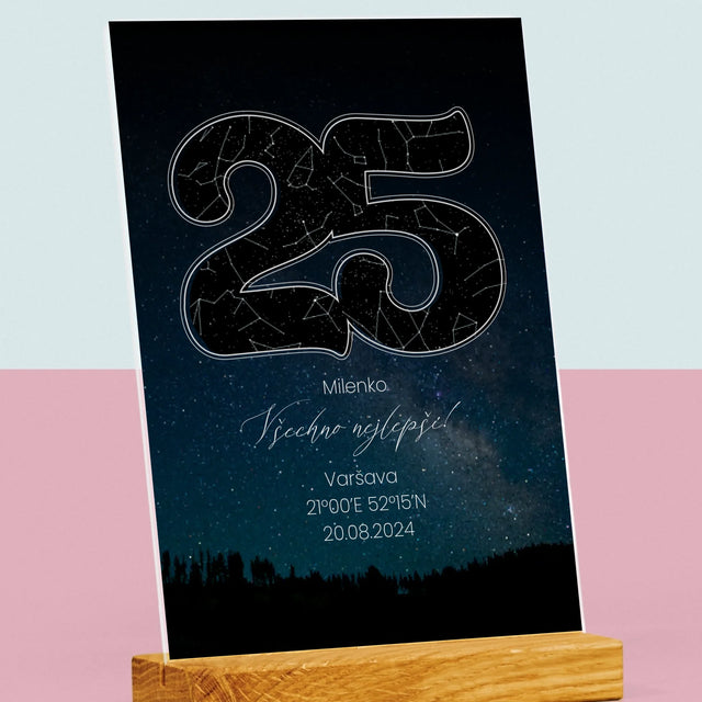 Hvězdná Mapa: Hvězdy K 25. Narozeninám - Tisk Na Akrylovém Skle