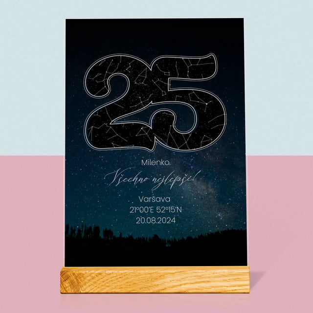 Hvězdná Mapa: Hvězdy K 25. Narozeninám - Tisk Na Akrylovém Skle