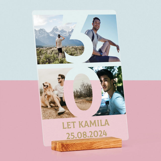 Fotokoláž: 30 Let Číslo Fotky - Tisk Na Akrylovém Skle