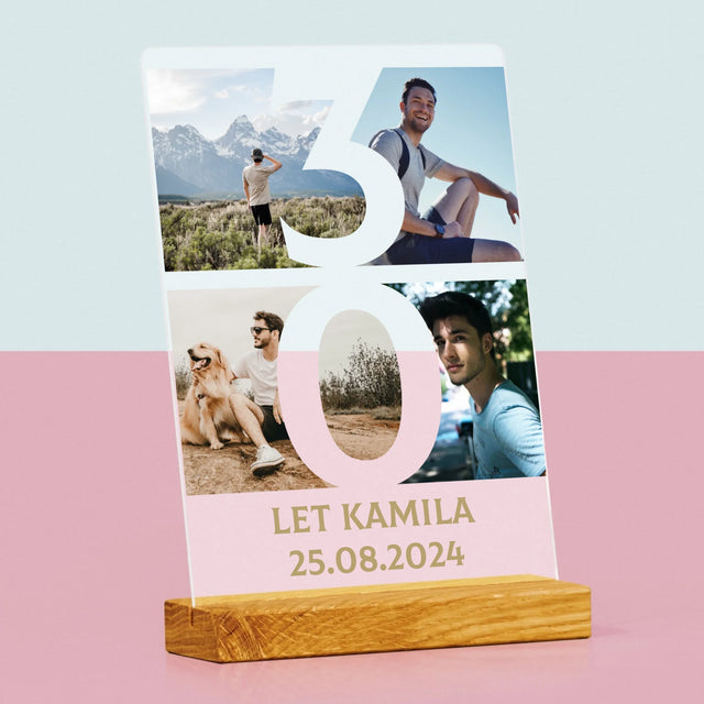 Fotokoláž: 30 Let Číslo Fotky - Tisk Na Akrylovém Skle