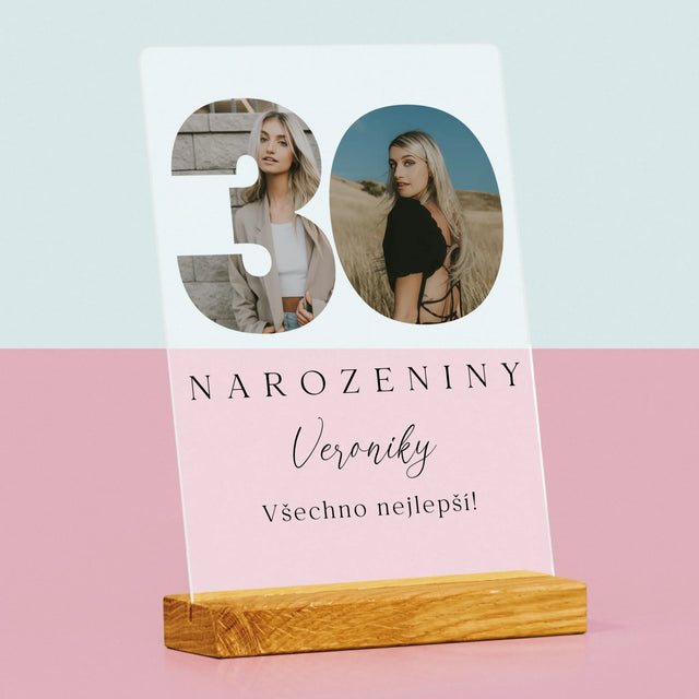 Slovo Z Fotek: 30. Narozeniny Podpis - Tisk Na Akrylovém Skle