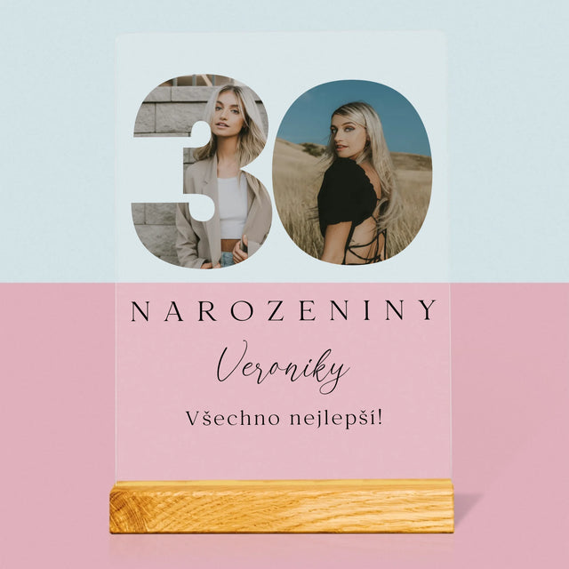 Slovo Z Fotek: 30. Narozeniny Podpis - Tisk Na Akrylovém Skle