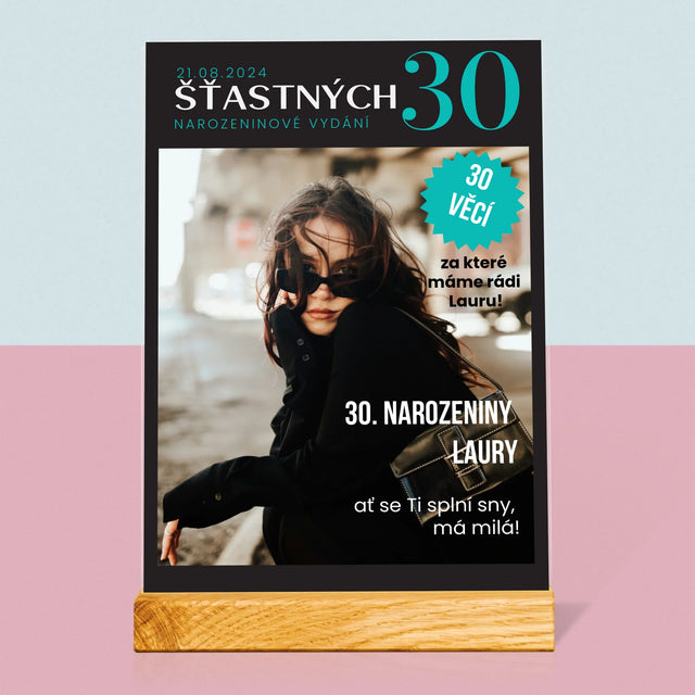 Obálka Časopisu: Šťastných 30 - Tisk Na Akrylovém Skle