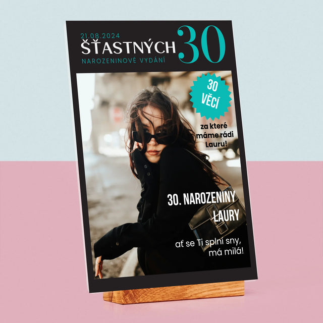 Obálka Časopisu: Šťastných 30 - Tisk Na Akrylovém Skle