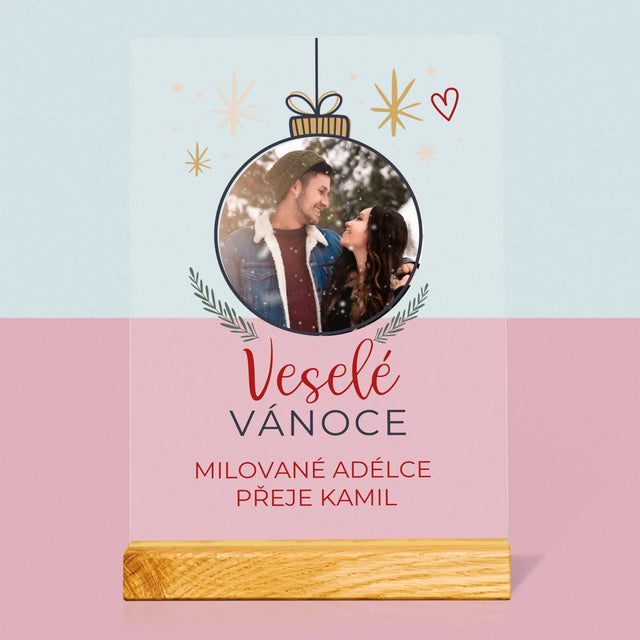 Fotka S Textem: Veselé Vánoce Ozdoba - Tisk Na Akrylovém Skle