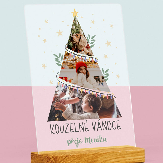 Fotokoláž: Kouzelné Vánoce Stromeček - Tisk Na Akrylovém Skle