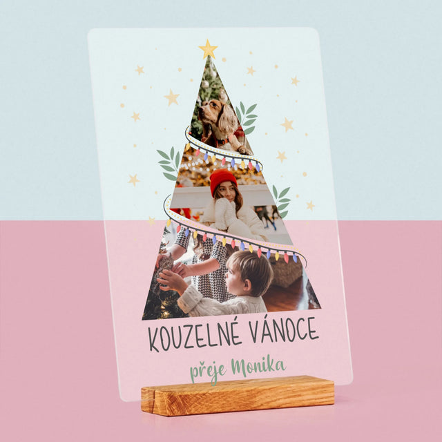 Fotokoláž: Kouzelné Vánoce Stromeček - Tisk Na Akrylovém Skle