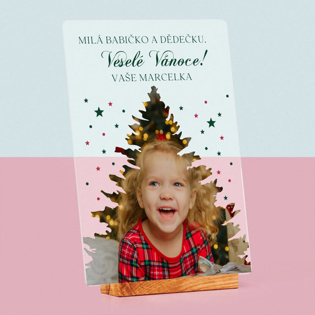 Tvar Z Fotek: Vánoční Stromeček Vánoce - Tisk Na Akrylovém Skle