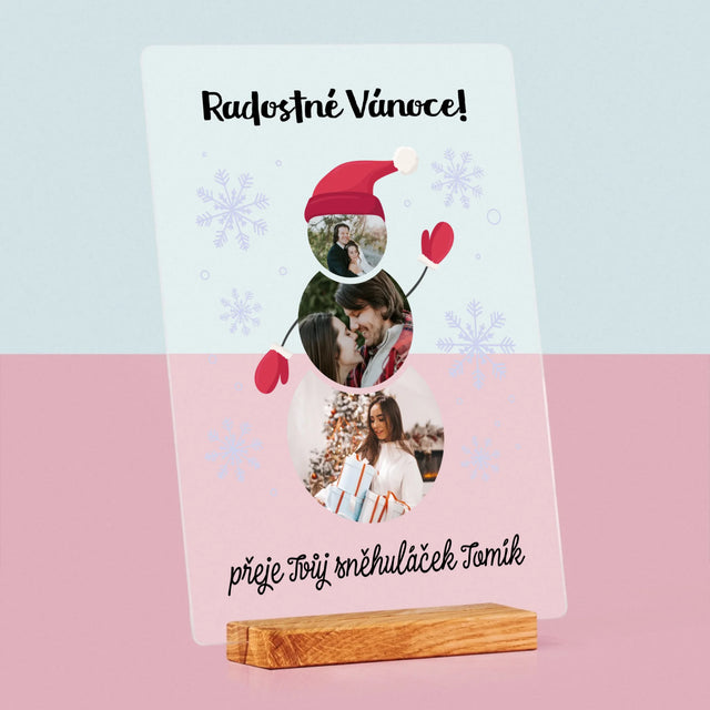 Tvar Z Fotek: Sněhuláček - Tisk Na Akrylovém Skle