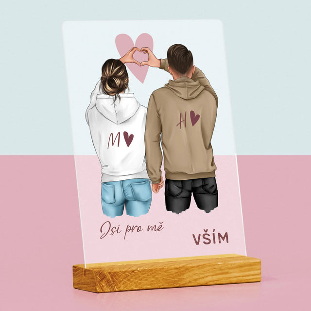 Designér Postav: Pár Srdce - Tisk Na Akrylovém Skle