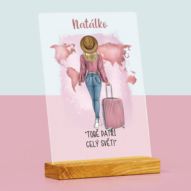 Designér Postav: Cestovatelka - Tisk Na Akrylovém Skle