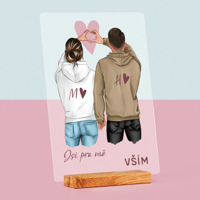 Designér Postav: Pár Srdce - Tisk Na Akrylovém Skle