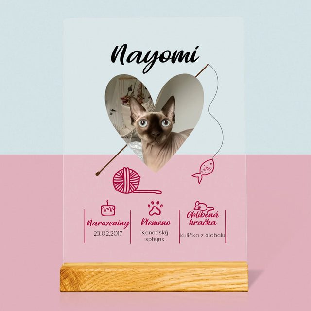 Fotka S Textem: Kočičí Údaje - Tisk Na Akrylovém Skle