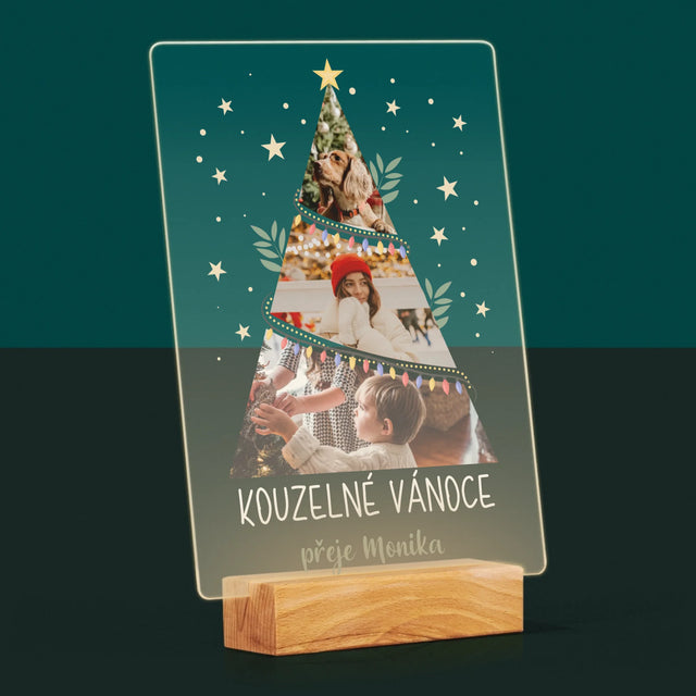 Fotokoláž: Kouzelné Vánoce Stromeček - Tisk Na Akrylovém Skle