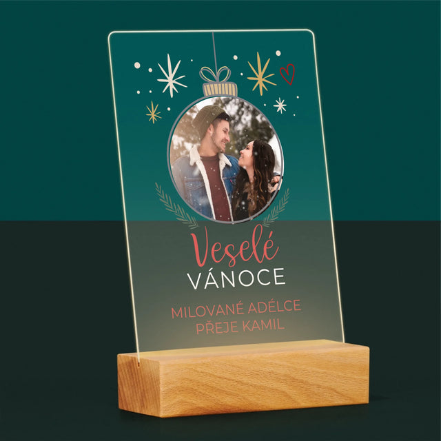 Fotka S Textem: Veselé Vánoce Ozdoba - Tisk Na Akrylovém Skle