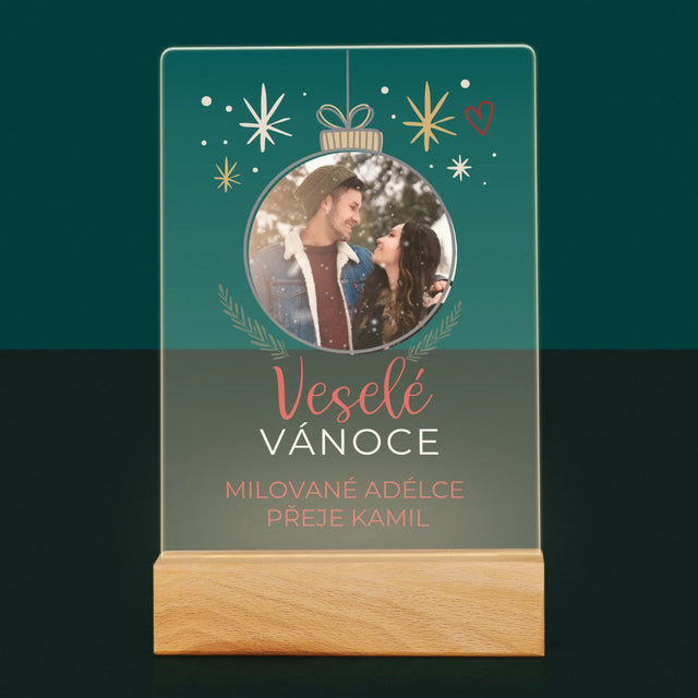 Fotka S Textem: Veselé Vánoce Ozdoba - Tisk Na Akrylovém Skle