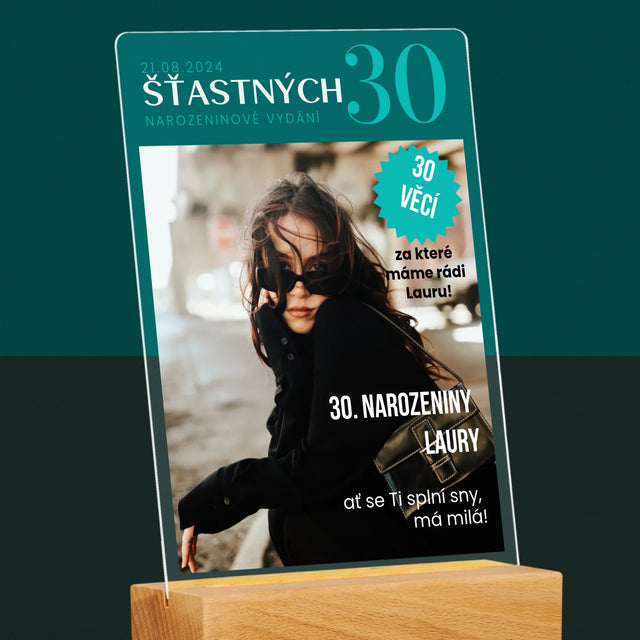 Obálka Časopisu: Šťastných 30 - Tisk Na Akrylovém Skle