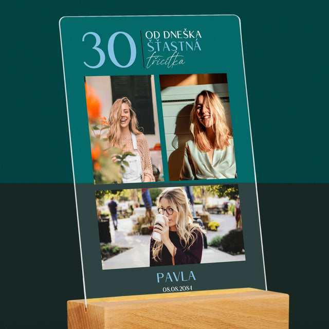 Fotokoláž: Od Dneška Šťastná 30 - Tisk Na Akrylovém Skle