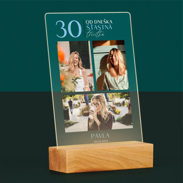 Fotokoláž: Od Dneška Šťastná 30 - Tisk Na Akrylovém Skle