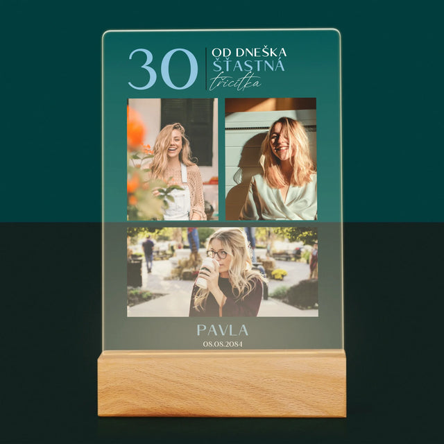 Fotokoláž: Od Dneška Šťastná 30 - Tisk Na Akrylovém Skle