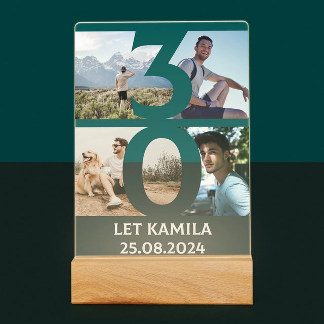 Fotokoláž: 30 Let Číslo Fotky - Tisk Na Akrylovém Skle