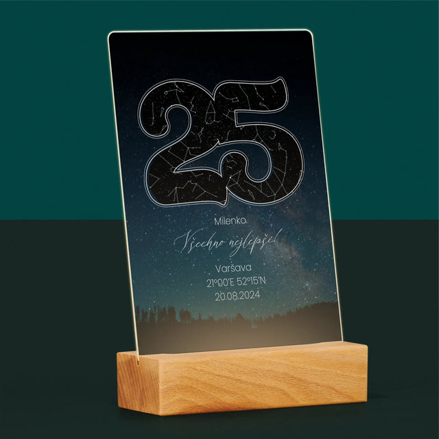 Hvězdná Mapa: Hvězdy K 25. Narozeninám - Tisk Na Akrylovém Skle