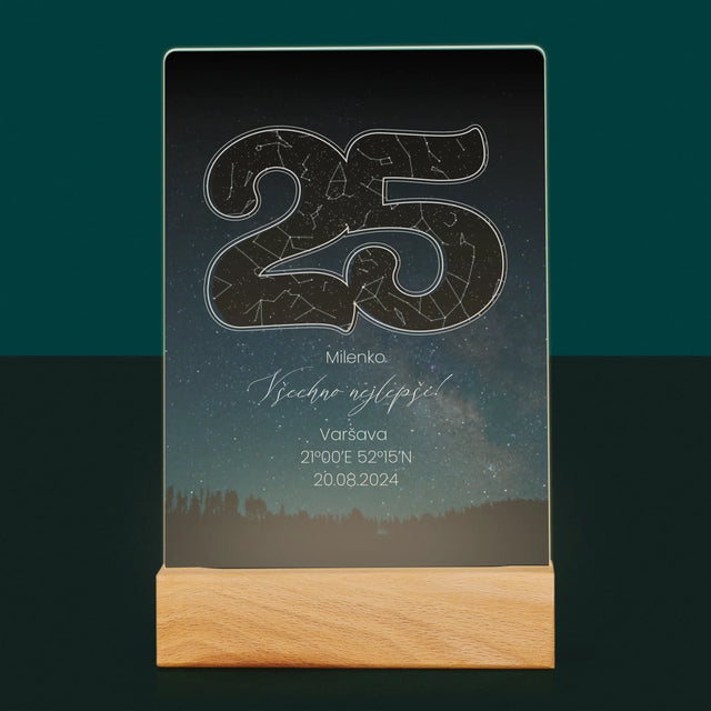 Hvězdná Mapa: Hvězdy K 25. Narozeninám - Tisk Na Akrylovém Skle