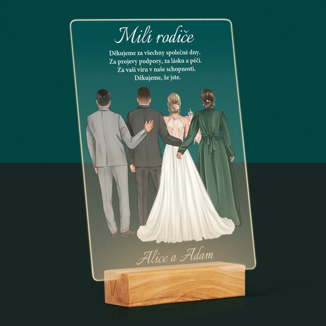 Designér Postav: Milí Rodiče Děkujeme - Tisk Na Akrylovém Skle