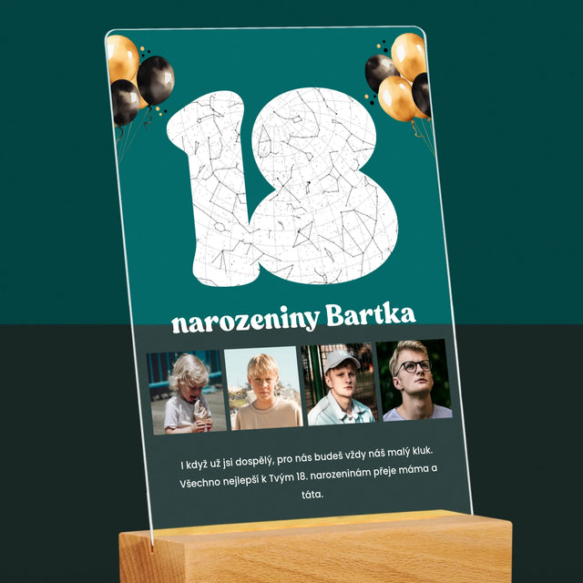 Hvězdná Mapa: 18. Narozeniny Hvězdy S Věnováním - Tisk Na Akrylovém Skle