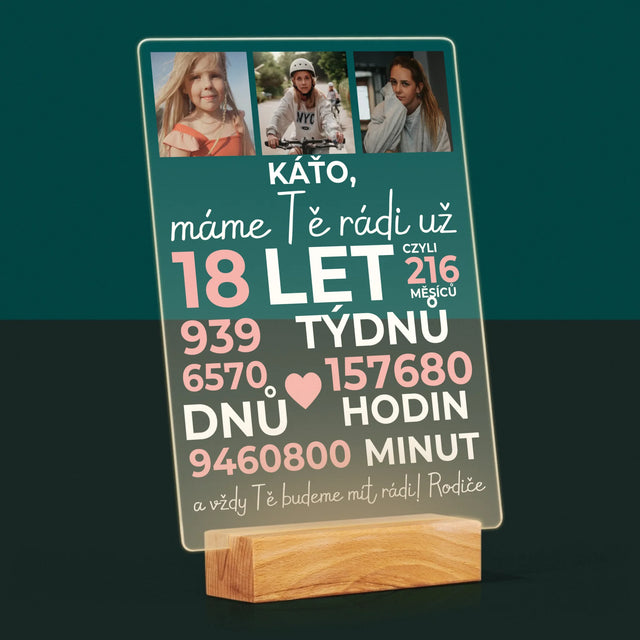 Fotokoláž: Máme Tě Rádi Už 18 Let - Tisk Na Akrylovém Skle