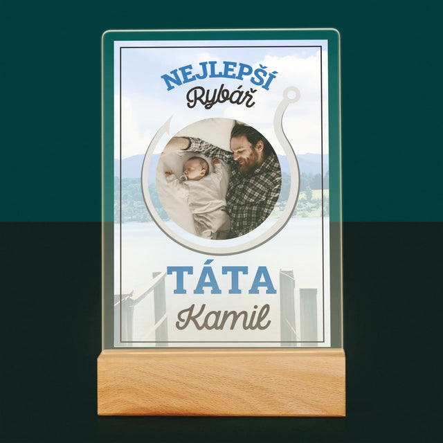 Fotka S Textem: Nejlepší Rybář Táta - Tisk Na Akrylovém Skle