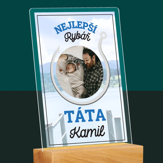 Fotka S Textem: Nejlepší Rybář Táta - Tisk Na Akrylovém Skle