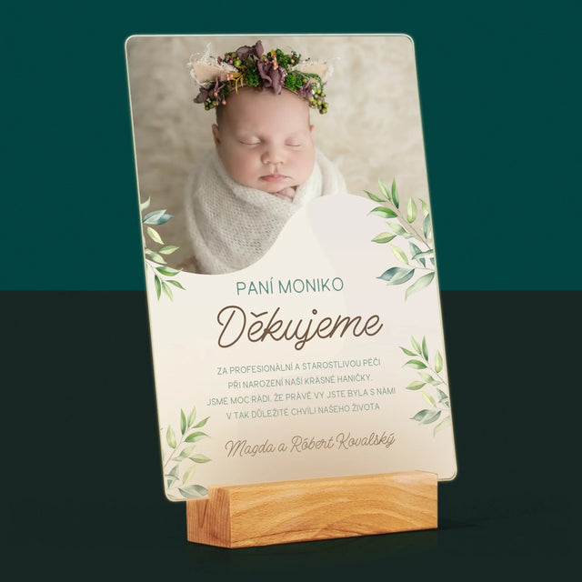 Fotka S Textem: Poděkování Porodní Asistentce - Tisk Na Akrylovém Skle