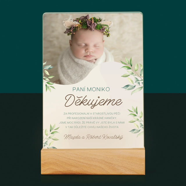 Fotka S Textem: Poděkování Porodní Asistentce - Tisk Na Akrylovém Skle