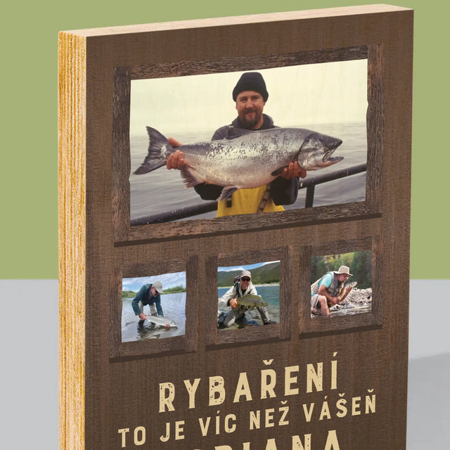 Fotokoláž: Rybaření - Tisk Na Dřevo