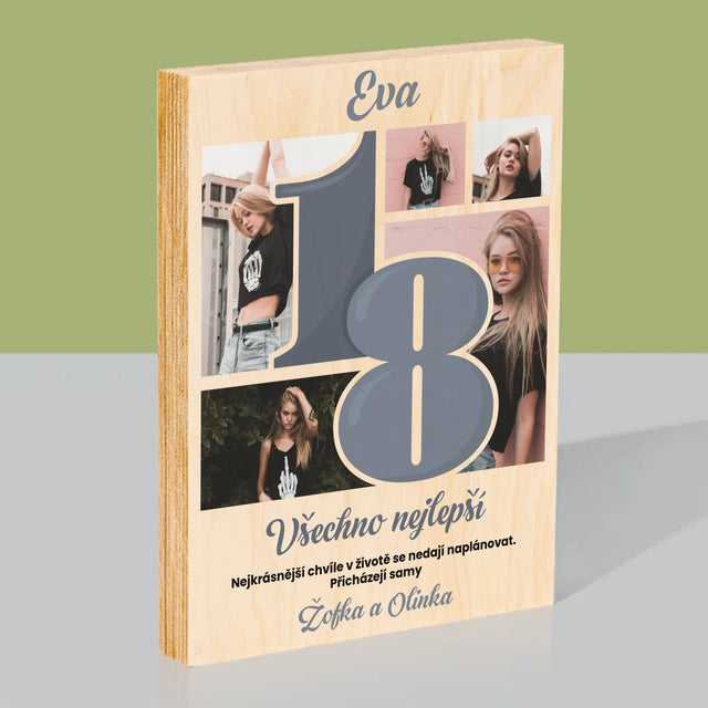 Fotokoláž: 18 Nejkrásnější Chvíle - Tisk Na Dřevo