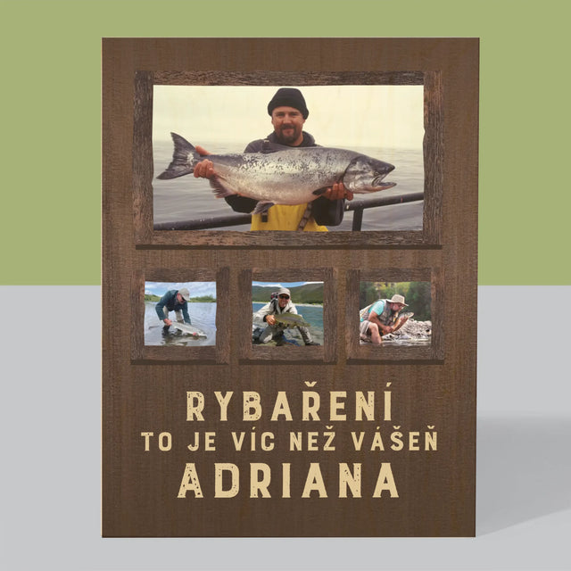 Fotokoláž: Rybaření - Tisk Na Dřevo