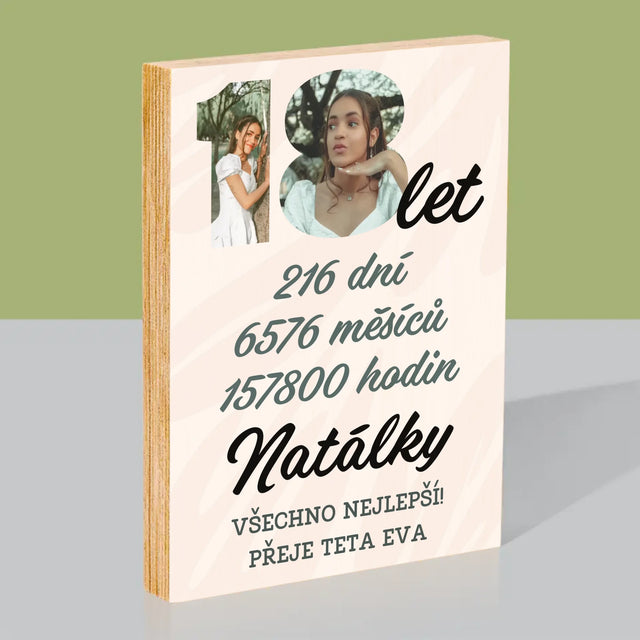 Slovo Z Fotek: 18 Let Odpočítávání - Tisk Na Dřevo