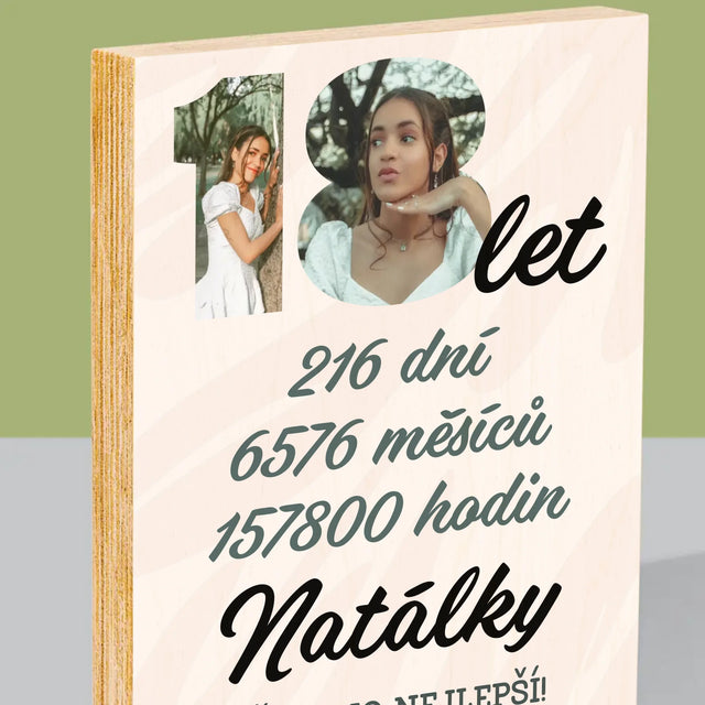 Slovo Z Fotek: 18 Let Odpočítávání - Tisk Na Dřevo