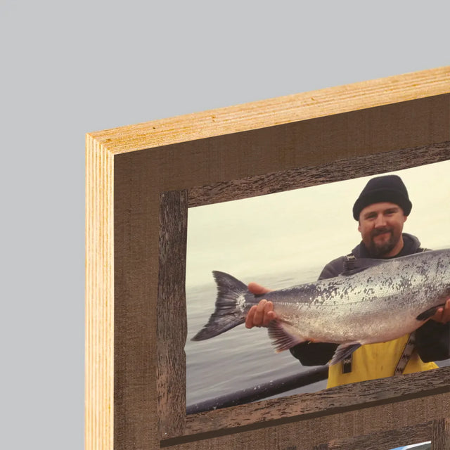 Fotokoláž: Rybaření - Tisk Na Dřevo