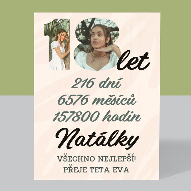 Slovo Z Fotek: 18 Let Odpočítávání - Tisk Na Dřevo