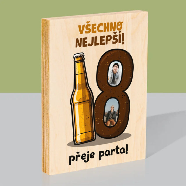 Fotokoláž: 18 Pivo - Tisk Na Dřevo