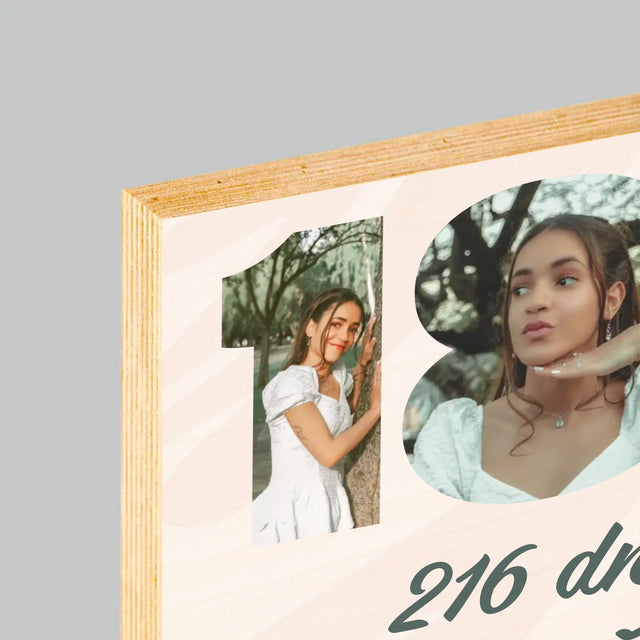 Slovo Z Fotek: 18 Let Odpočítávání - Tisk Na Dřevo