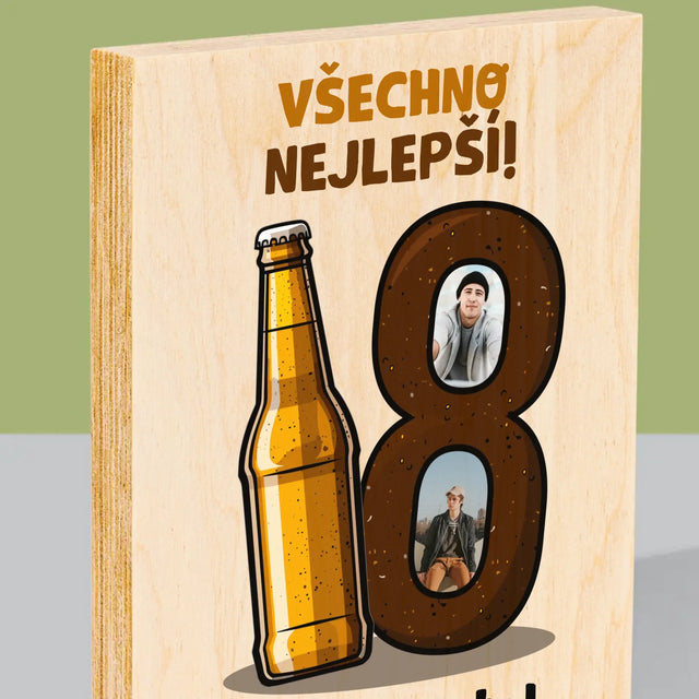 Fotokoláž: 18 Pivo - Tisk Na Dřevo