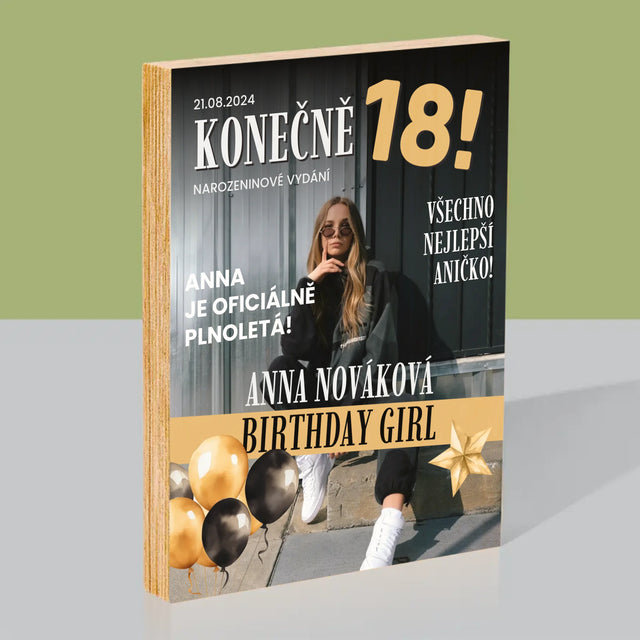 Obálka Časopisu: Konečně 18 - Tisk Na Dřevo