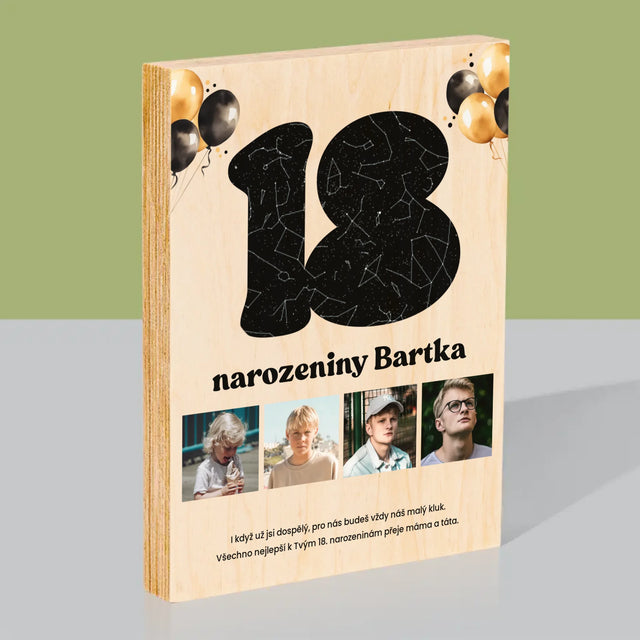 Hvězdná Mapa: 18. Narozeniny Hvězdy S Věnováním - Tisk Na Dřevo