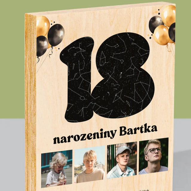 Hvězdná Mapa: 18. Narozeniny Hvězdy S Věnováním - Tisk Na Dřevo