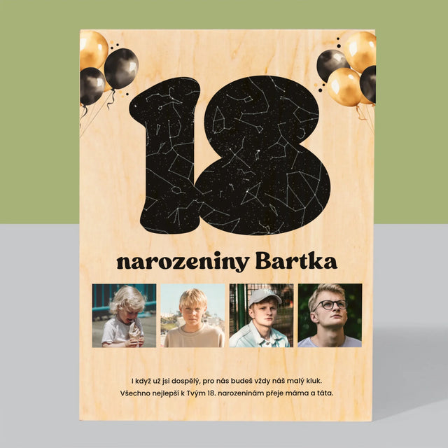 Hvězdná Mapa: 18. Narozeniny Hvězdy S Věnováním - Tisk Na Dřevo