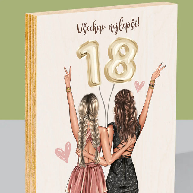 Designér Postav: Přítelkyně Osmnáctiny - Tisk Na Dřevo